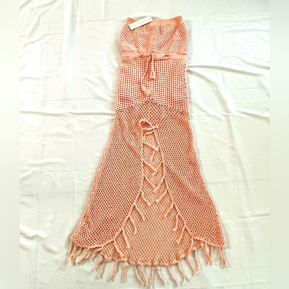 Woven Together Crochet Dress/Skirt. Light pink. Small